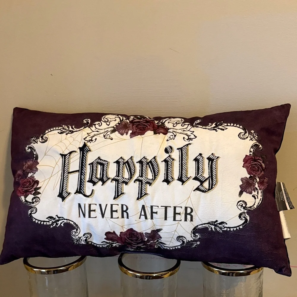 NEW PILLOW! Happily never after gothic punk spooky Halloween NWT